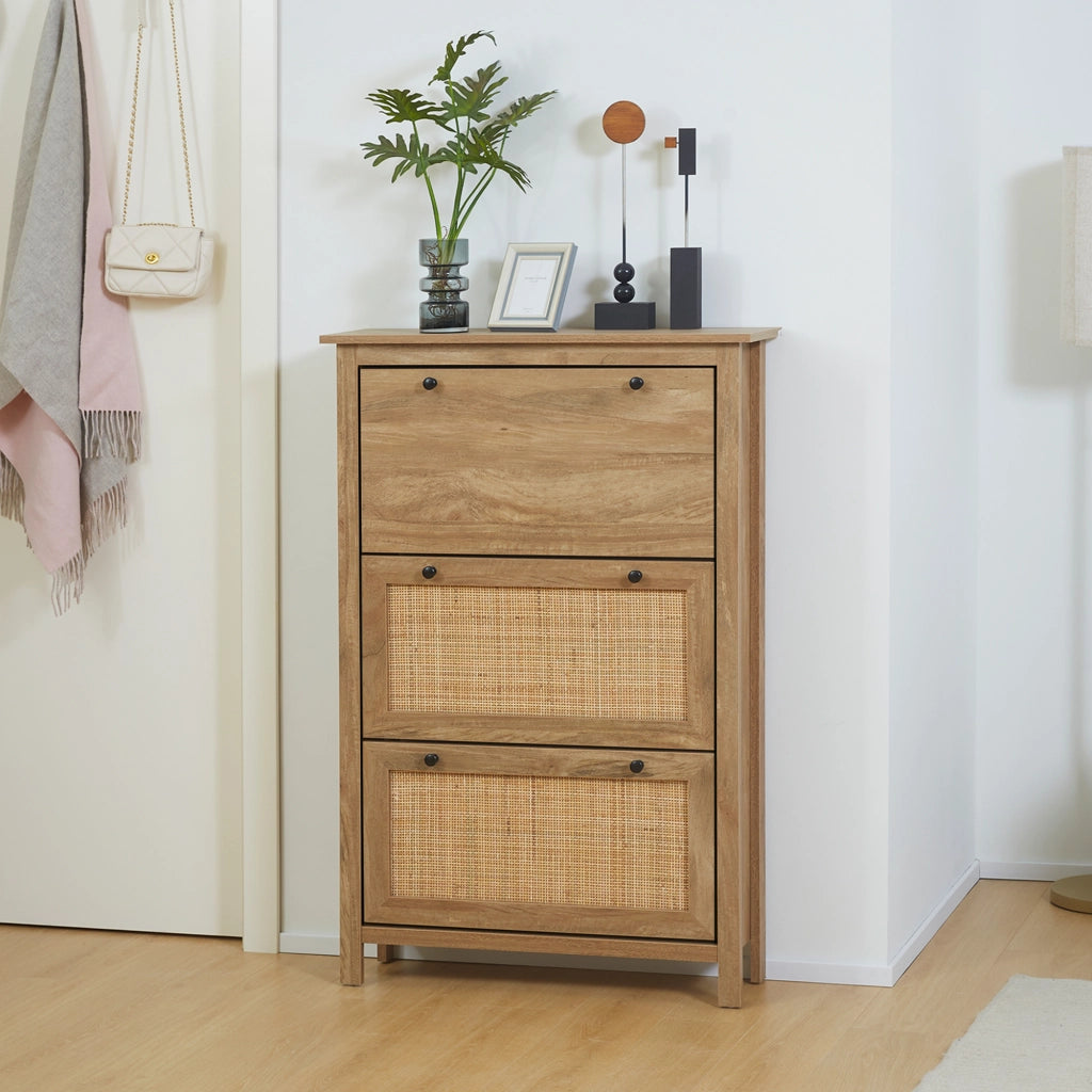 Scarpiera 3 Ante con Ripiani ¨C Zephmum ¨C Legno Naturale