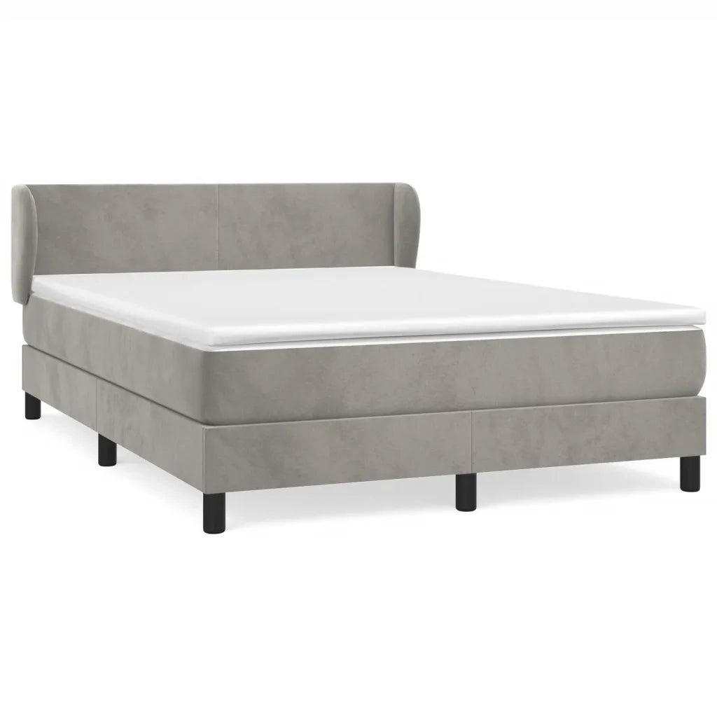 Giroletto a Molle con Materasso Grigio Chiaro 140x190cm Velluto