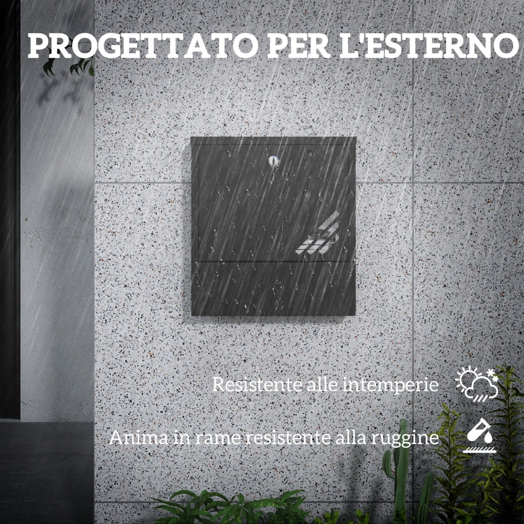 Cassetta Postale a Muro 30x8,5x32,5 cm con Serratura in Metallo Grigio Carbone