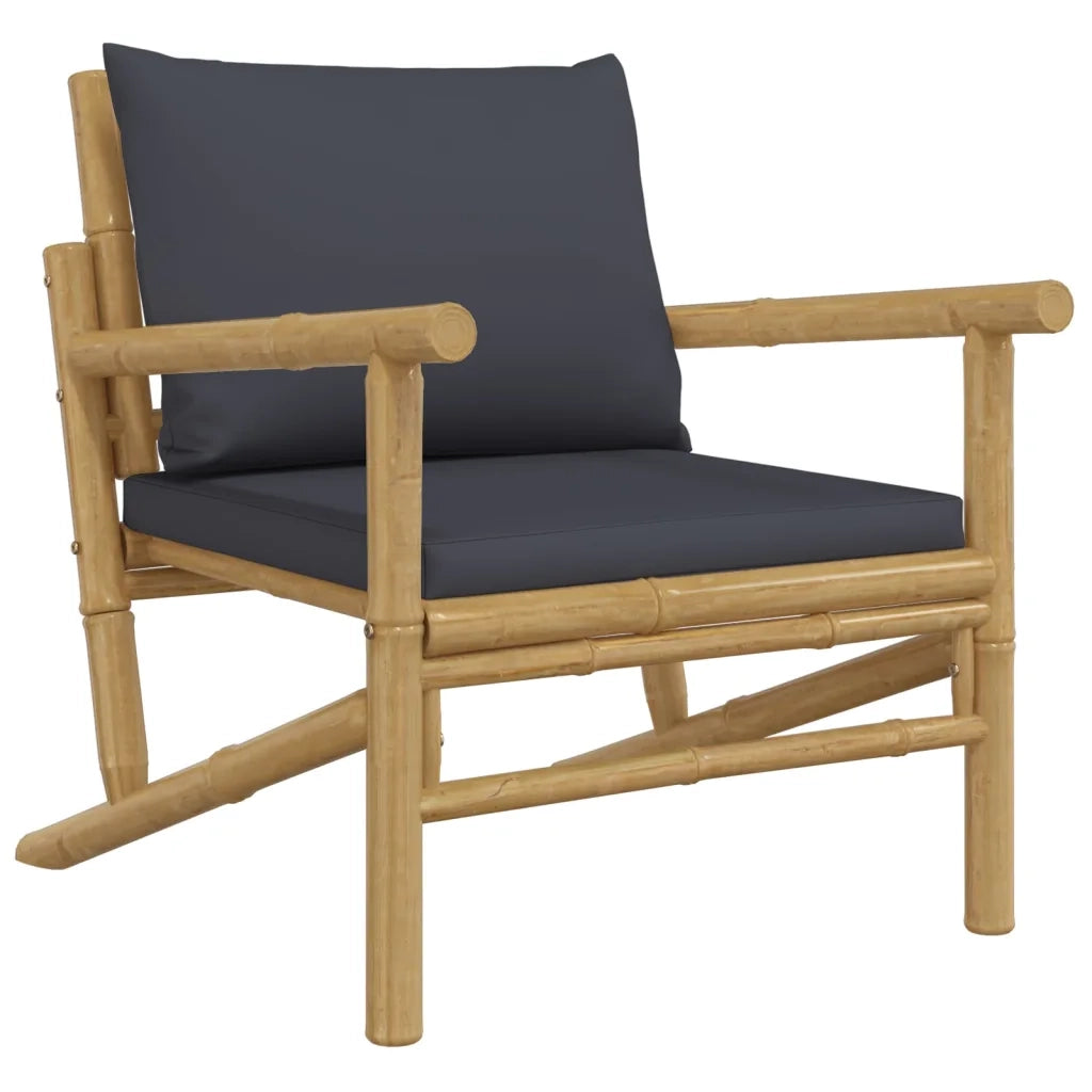Sedia da patio-Sedie da Giardino 2 pz con Cuscini Grigio Scuro in Bamb¨´ 184318