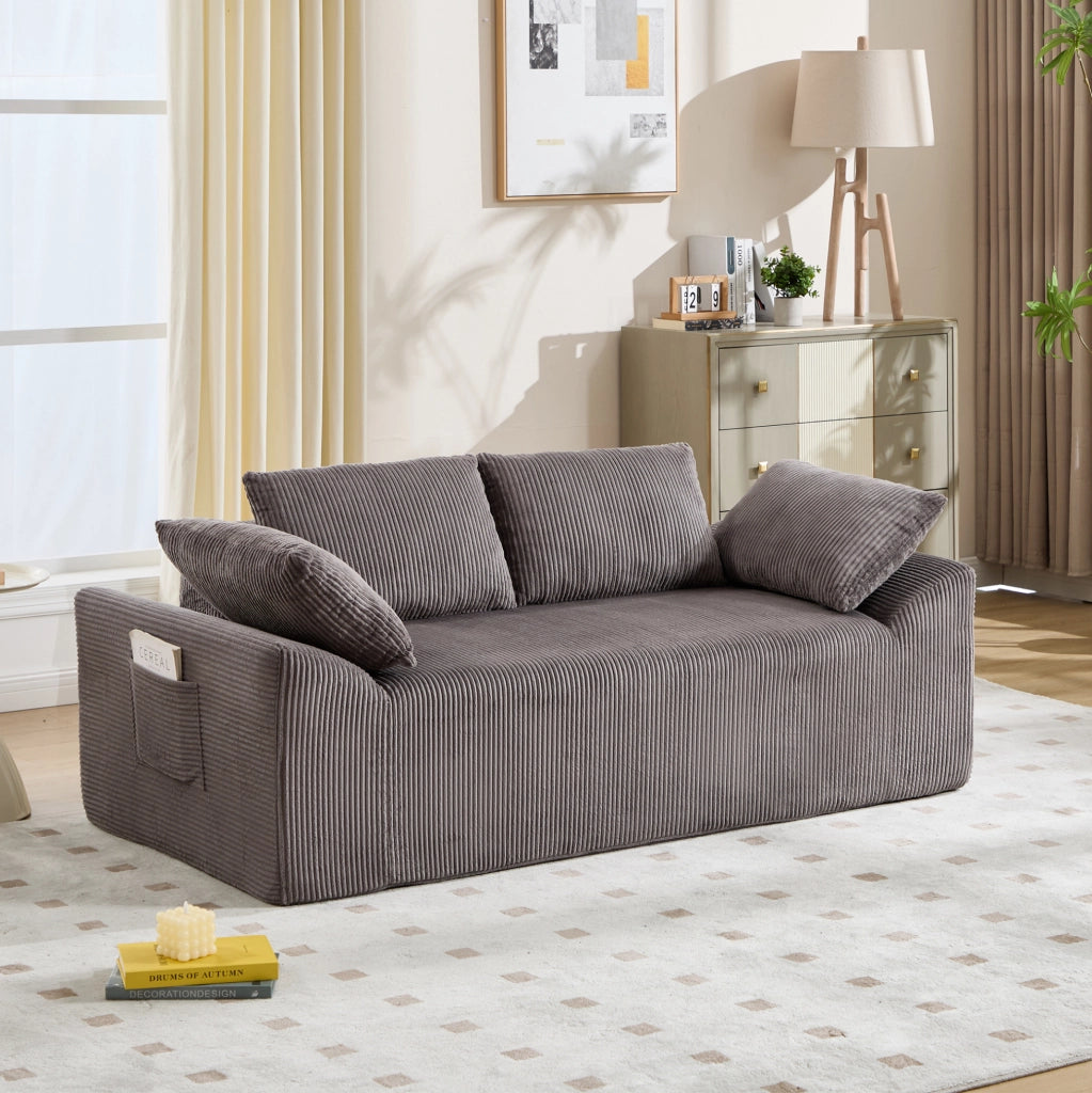 Divano da pavimento compatto in tessuto Brown Gray