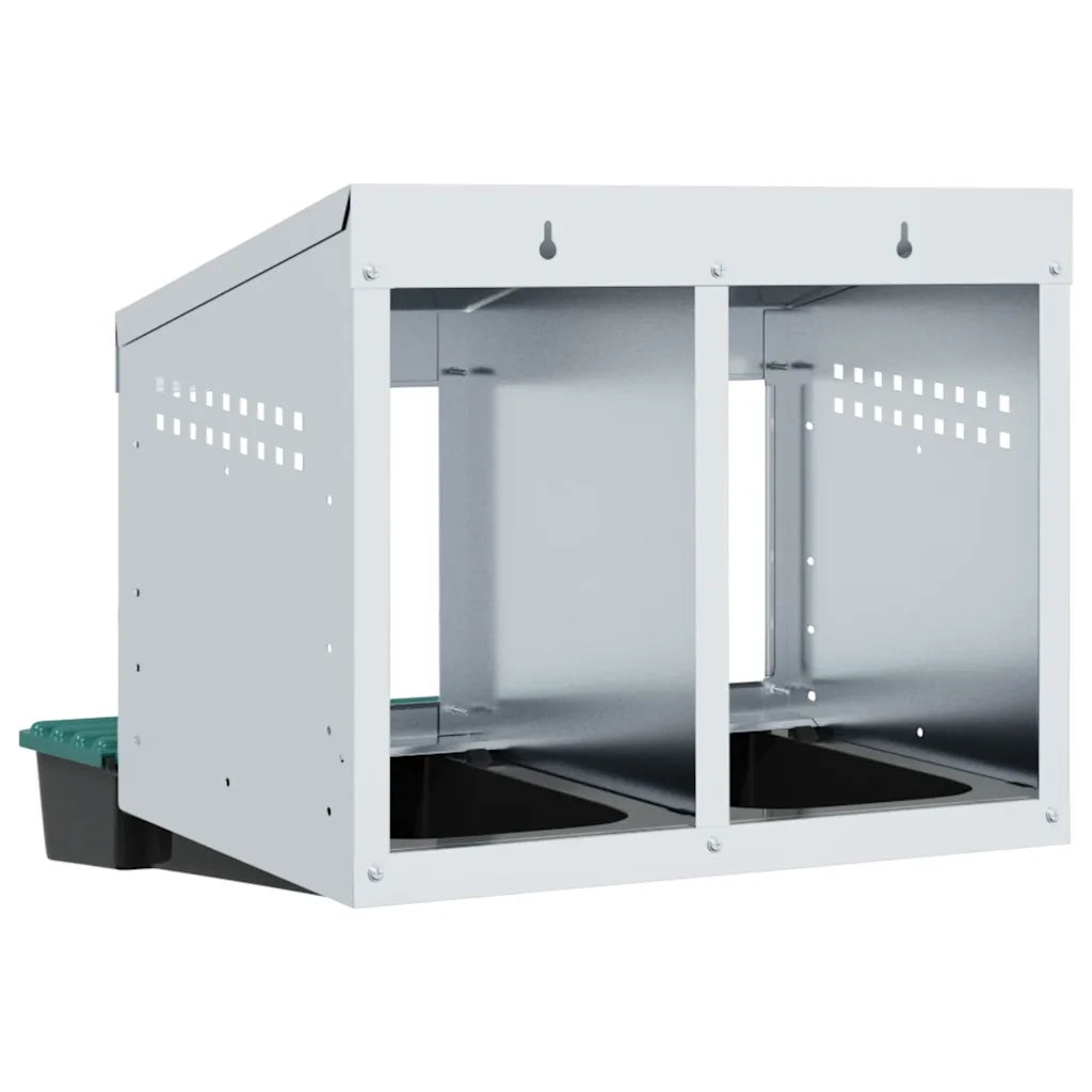 vidaXL Nido per Galline a 2 Scomparti da Parete in Acciaio Zincato