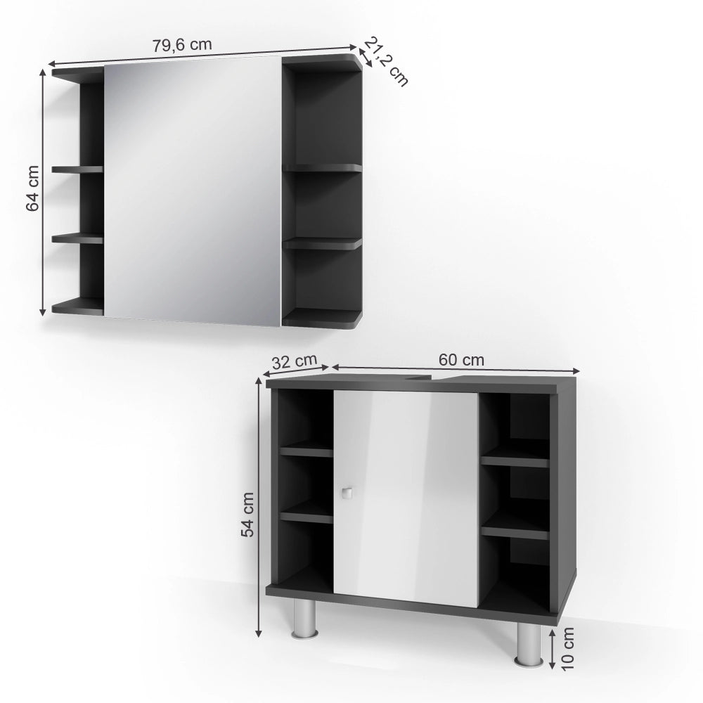 Vicco Set mobili bagno Antracite 2 parti