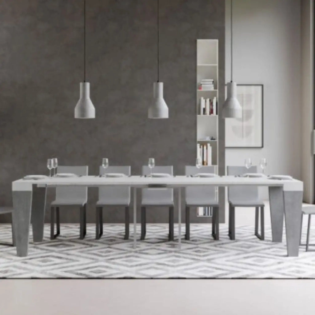Consolle allungabile 90x40/300 cm Spimbo Mix piano bianco frassino - struttura cemento