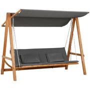Dondolo Letto 3 Posti da Giardino 225,5x113x180 cm in Legno e Poliestere Grigio