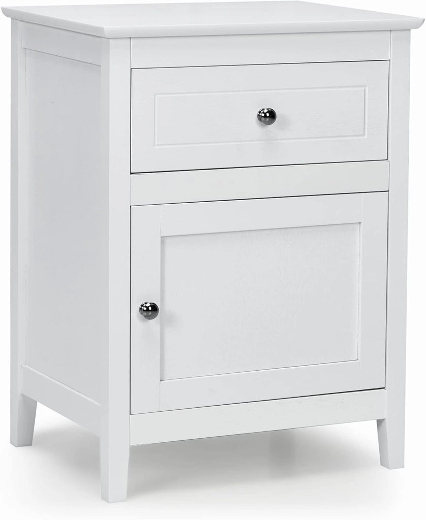 Set di 2 comodini in legno a 3 ripiani, comodino con cassetto e porta, portata di 45 kg, comodino salvaspazio per soggiorno e camera da letto, 5 colori, 48 x 38 x 63,5 cm