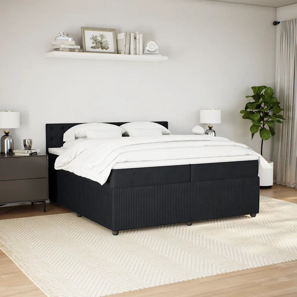 vidaXL Giroletto a Molle con Materasso Nero 200x200 cm in Velluto