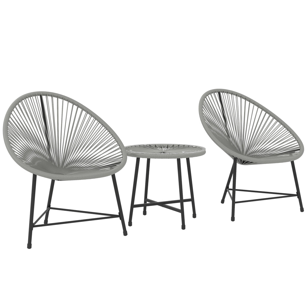 Set Giardino 3 Pezzi ¨C zephmum ¨C Grigio, Polyrattan, Acciaio