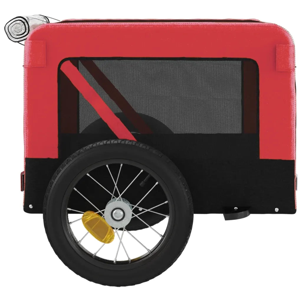 Rimorchio da Bici per Animali Rosso e Nero Oxford e Ferro CFW4479004