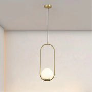 Trade Shop - Lampadario A Sospensione Oro Ovale Con Sfera Vetro Attacco E27 Moderna Minimal 32835 -