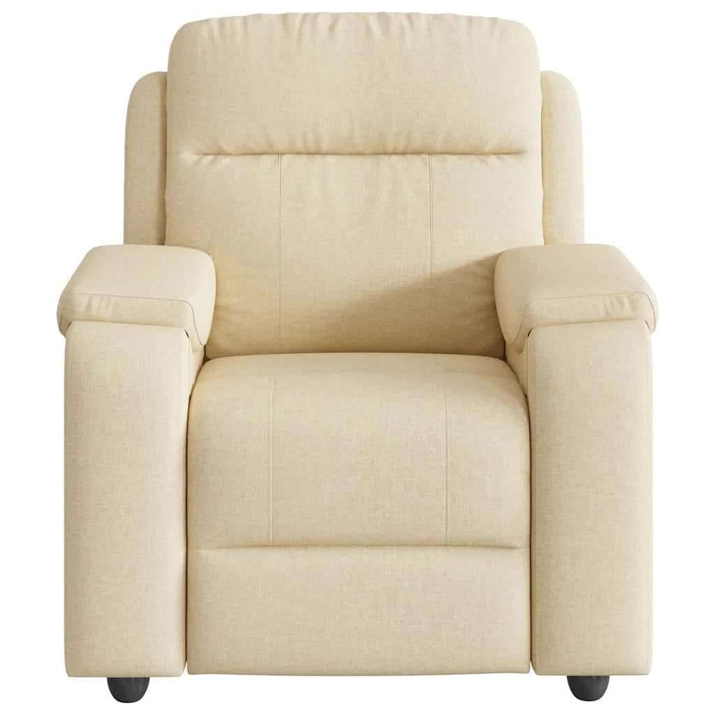 Poltrona Massaggiante | Sedia Relax Reclinabile Crema in Tessuto