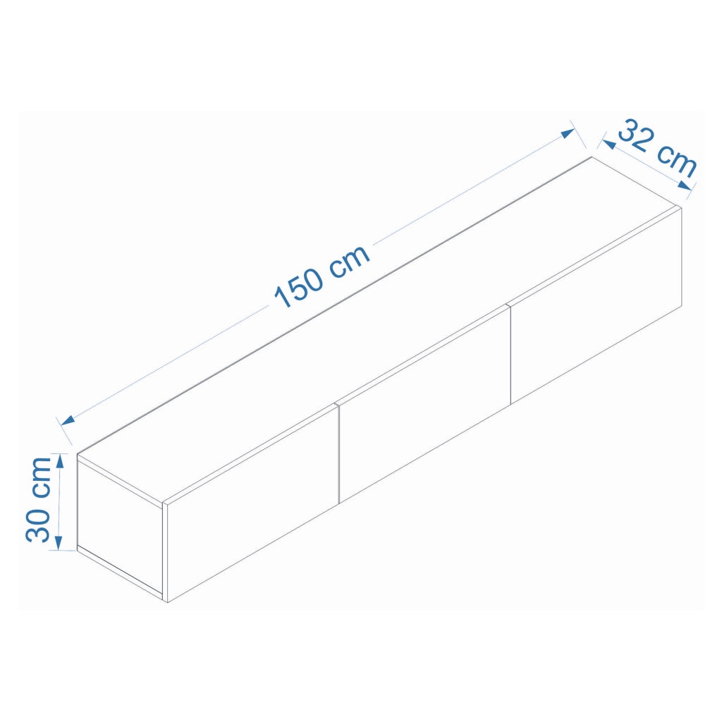Saonara, Mobile Porta tv 3 Ante, 150x32x30h cm Bianco