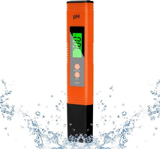 Misure di pH Digitale - Alta Precisione - Formato Compattibile - Tester di Acqua - Per Acqua Potabile e Acquario - Colore Arancione