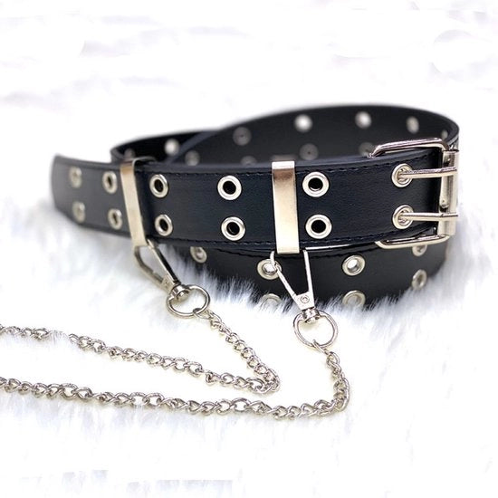 Riem punk - 110*3.3cm - Riem con chiodo - Riem unisex con doppio foro - Stile punk - Riem per giochi di ruolo - Riem hip hop - Riem per abbigliamento gotico - Riem hip hop stile punk - Moda casual denim - Riem decorativo a catenina