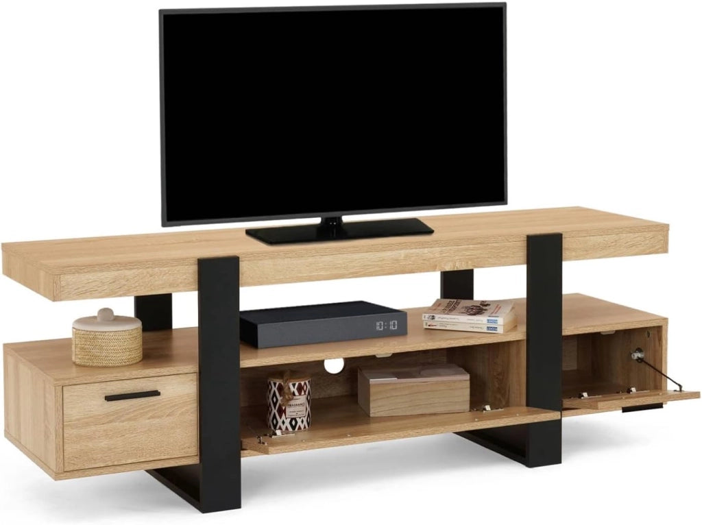 Porta TV PHOENIX 140 cm con cassetti in legno e nero