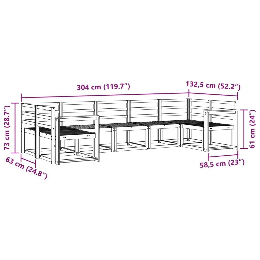 Set di divani da esterno 7 pcs Bianco Legno di Acacia Massello 3388158