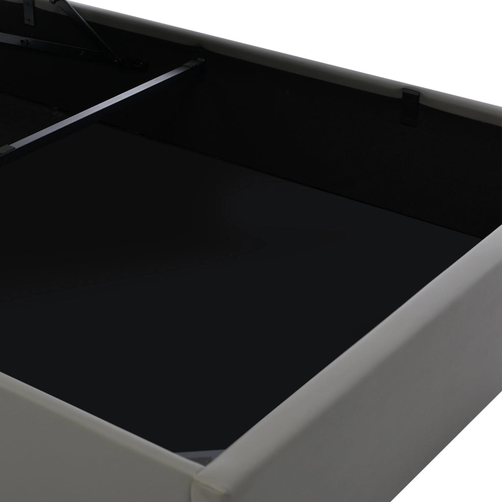 Letti contenitori 140x200 cm; con LED e sollevamento idraulico; PU grigio (Senza materasso)