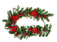 Festone Natalizio con Bacche Fiori Rossi e Pigne 20 Luci LED 180 cm Verde