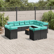 Set Divani da Giardino 13pz con Cuscini Nero in Polyrattan 3256281