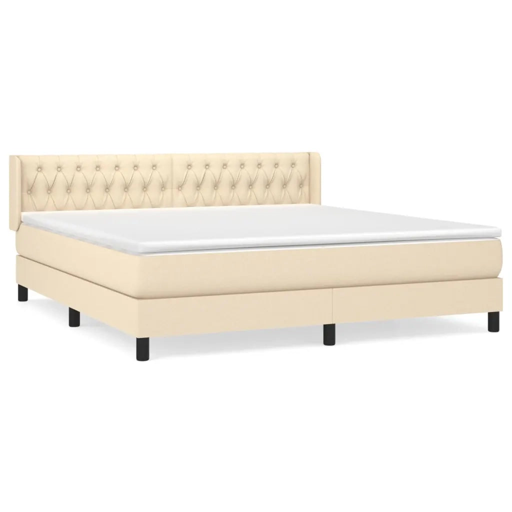 Giroletto a Molle con Materasso Crema 180x200 cm in Tessuto