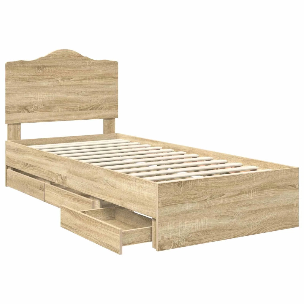Struttura del letto con cassetto Rovere Sonoma 75 x 190 cm 3413466
