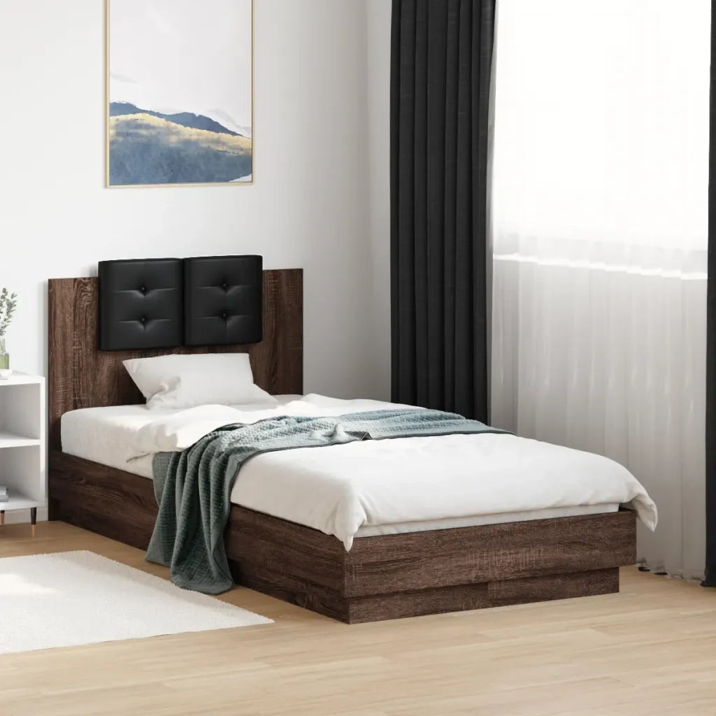 Giroletto Testiera-Struttura Letto Rovere Marrone 90x190 cm Legno Multistrato