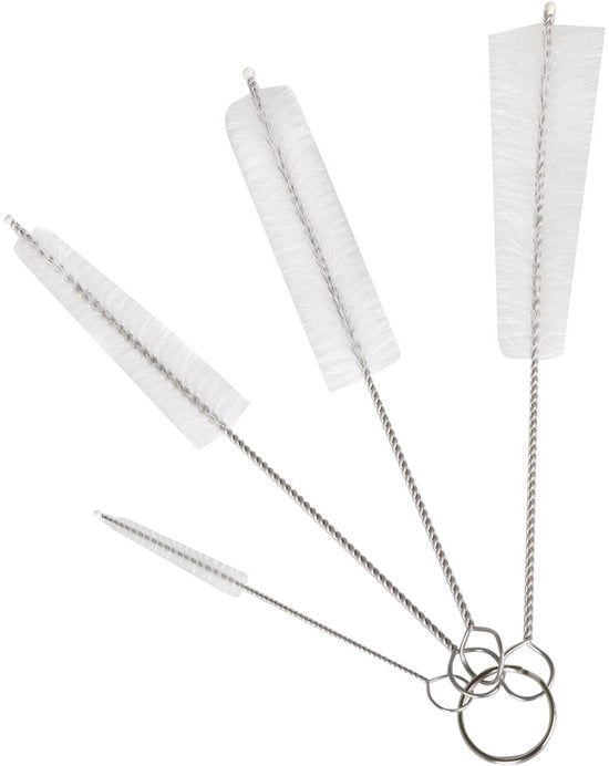 Set di spazzole per pulire bottiglie - Spazzola per pulire il collo della bottiglia - Spazzola per pulire il collo del contenitore - Spazzole morbide - Spazzole flessibili - Per bottiglie di plastica - 4 pezzi