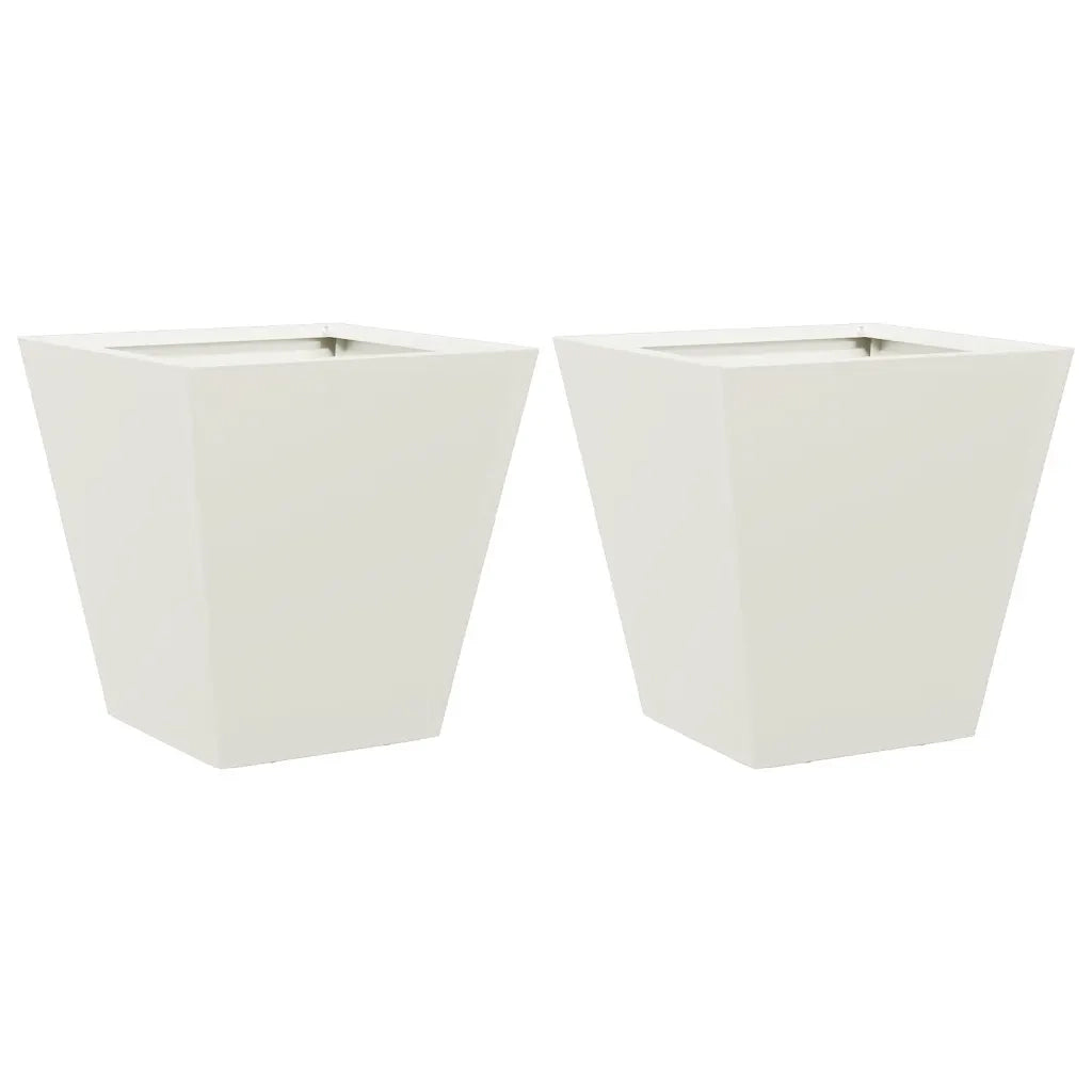 Fioriere da Giardino 2 pz Bianche 30x30x30 cm in Acciaio