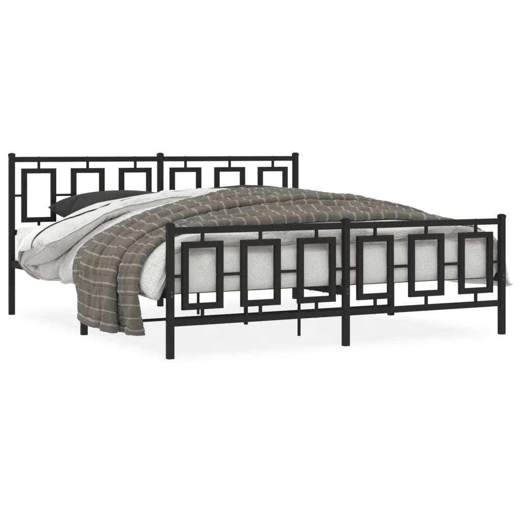 Giroletto con Testiera e Pediera-Struttura Letto Metallo Nero 183x213 cm 643611
