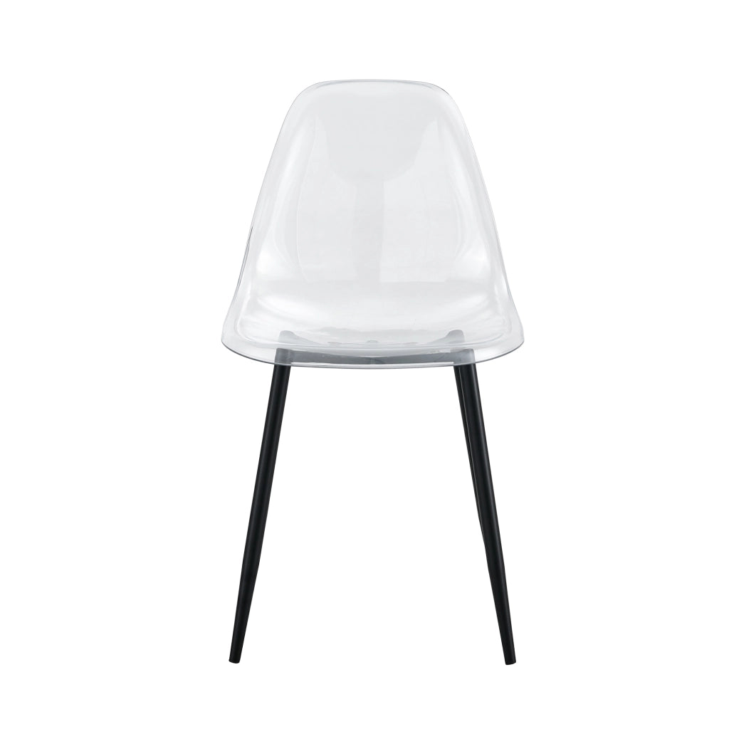 Sedia da pranzo Set di 4 con gambe in metallo nero, in plastica nero trasparente