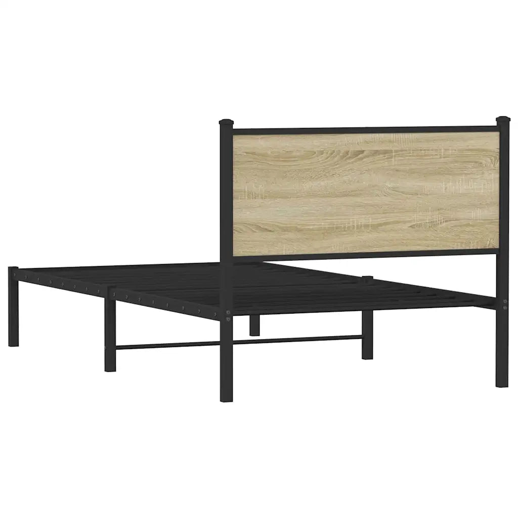 vidaXL Giroletto senza Materaso in Metallo Rovere Sonoma 100x190 cm