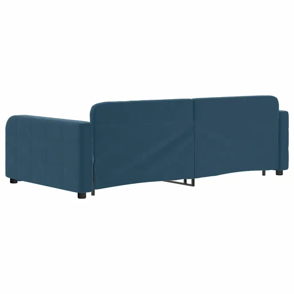 Divano letto | Sof¨¤ letto | Letto singolo Estraibile con Cassetti Blu 100x200 cm in Velluto
