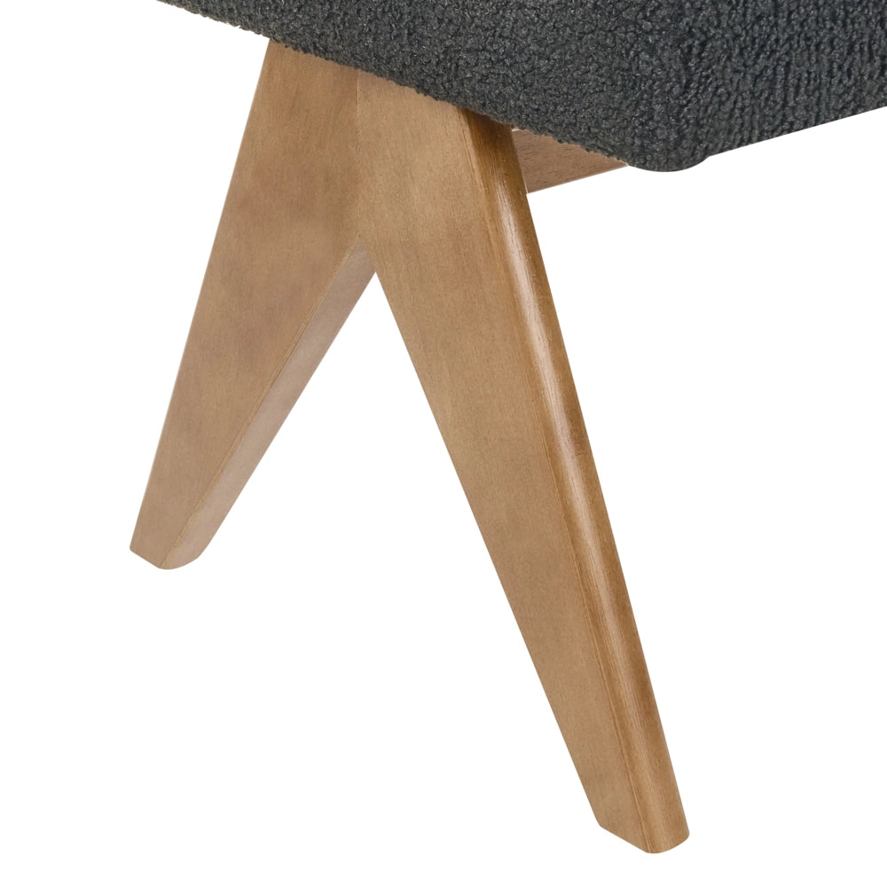 Panca Boucle nero e marrone scuro con gambe in legno imbottite Panca per corridoio e panca da letto