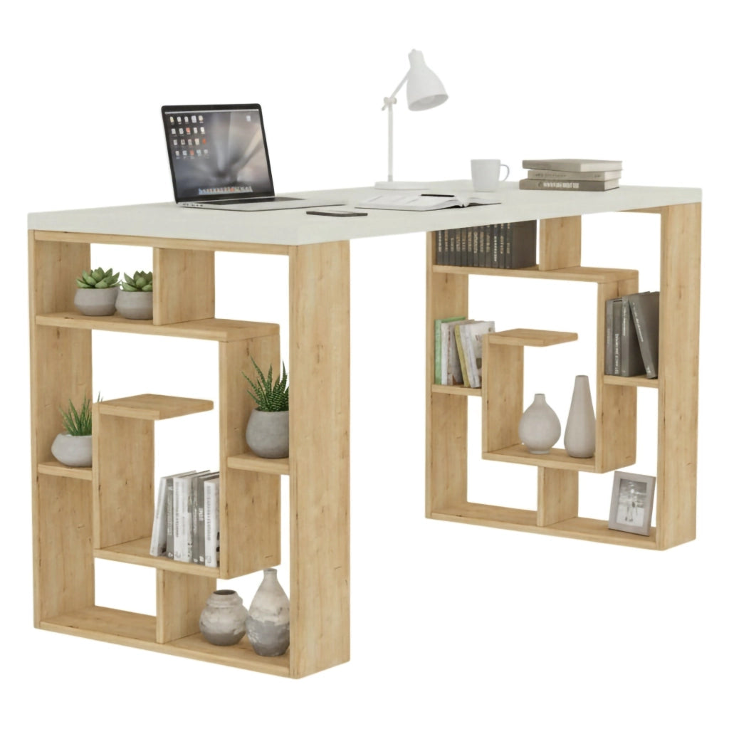Archidamia, Scrivania Colore Struttura Marrone, 140x60x75h cm Bianco