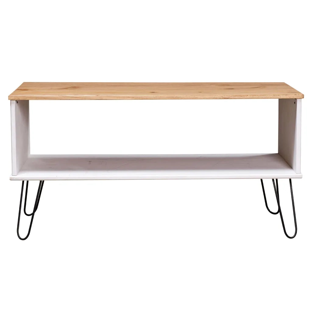 Tavolino New York Bianco e Naturale Legno Massello di Pino 321151