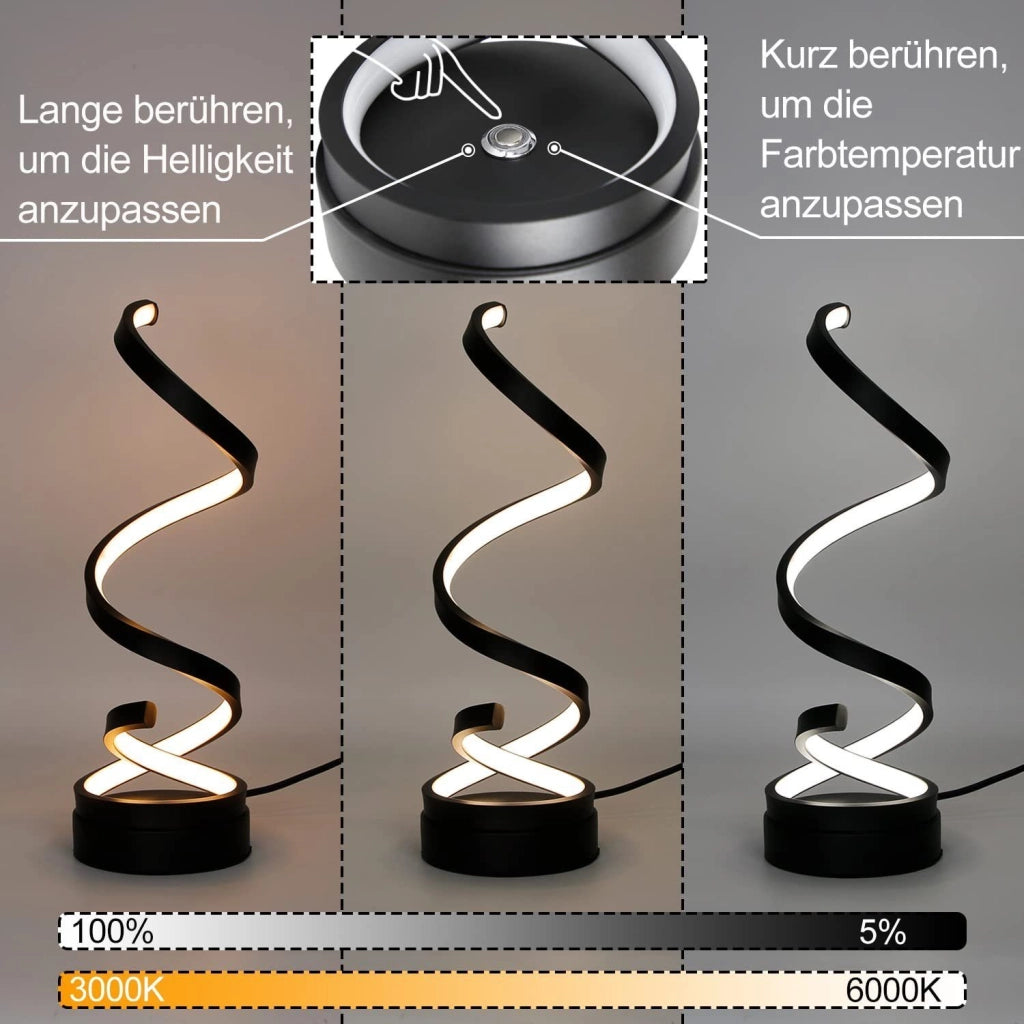 ZMH Lampada da tavolo LED moderna 12W dimmerabile touch a spirale per soggiorno comodino