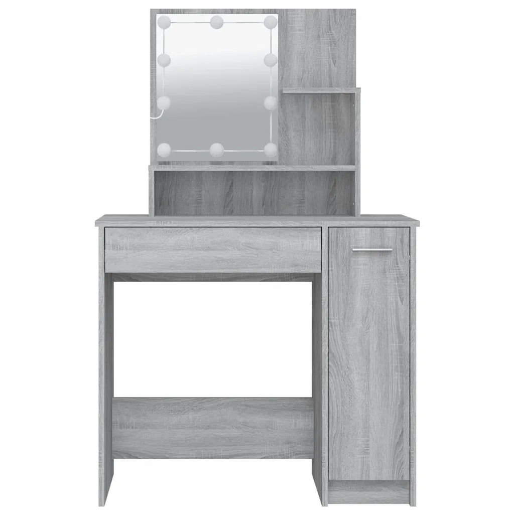 Toeletta | Tavolo da Trucco con LED Grigio Sonoma 86,5x35x136 cm