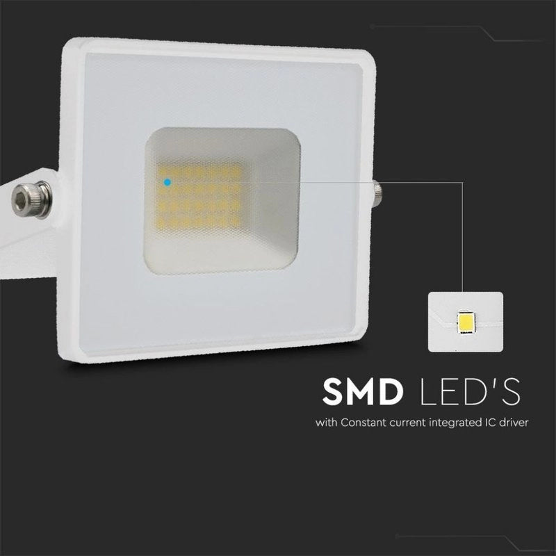 Faro Led Flood Light 20W 1620lm IP65 Slim 121X114X26mm Carcassa Bianca Luce 4000K SKU-215950
