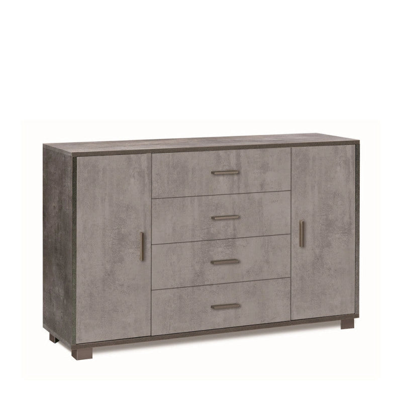 Mobile 2 Ante 4 Cassetti Kit Ossido Nero cm 136x41x86h - Sarmog