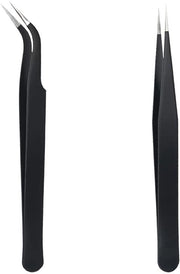Set di Wimpertangen in Acciaio Inossidabile - 2 pezzi - Tangenti Rettilinee e Curvate - Qualità Professionale - Manico Antiscivolo - Materiale di Alta Qualità - Wimperpincet