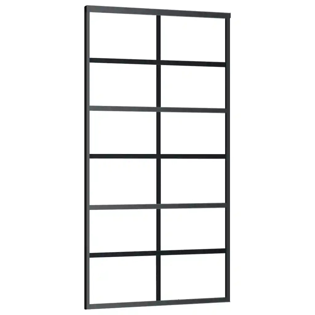 Porta Scorrevole con Ferramenta 102x205 cm Vetro ESG Alluminio 3332844