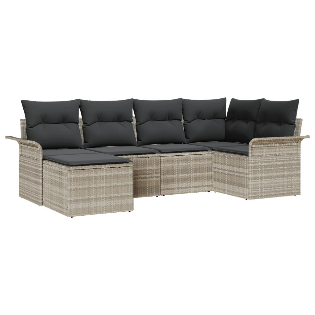 Set di divani da giardino  con cuscini grigio chiaro in polirattan