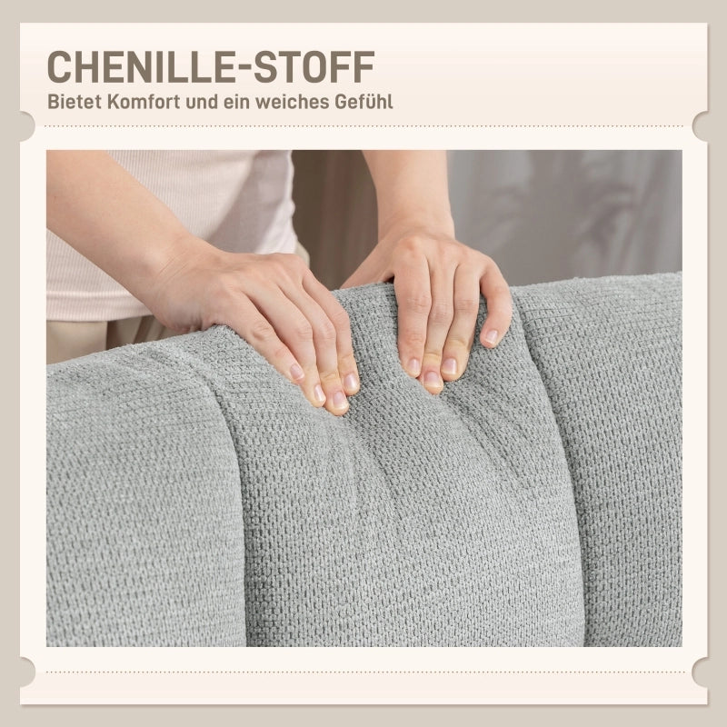 POLTRONA Girevole 75 cm Chenille Grigio Chiaro