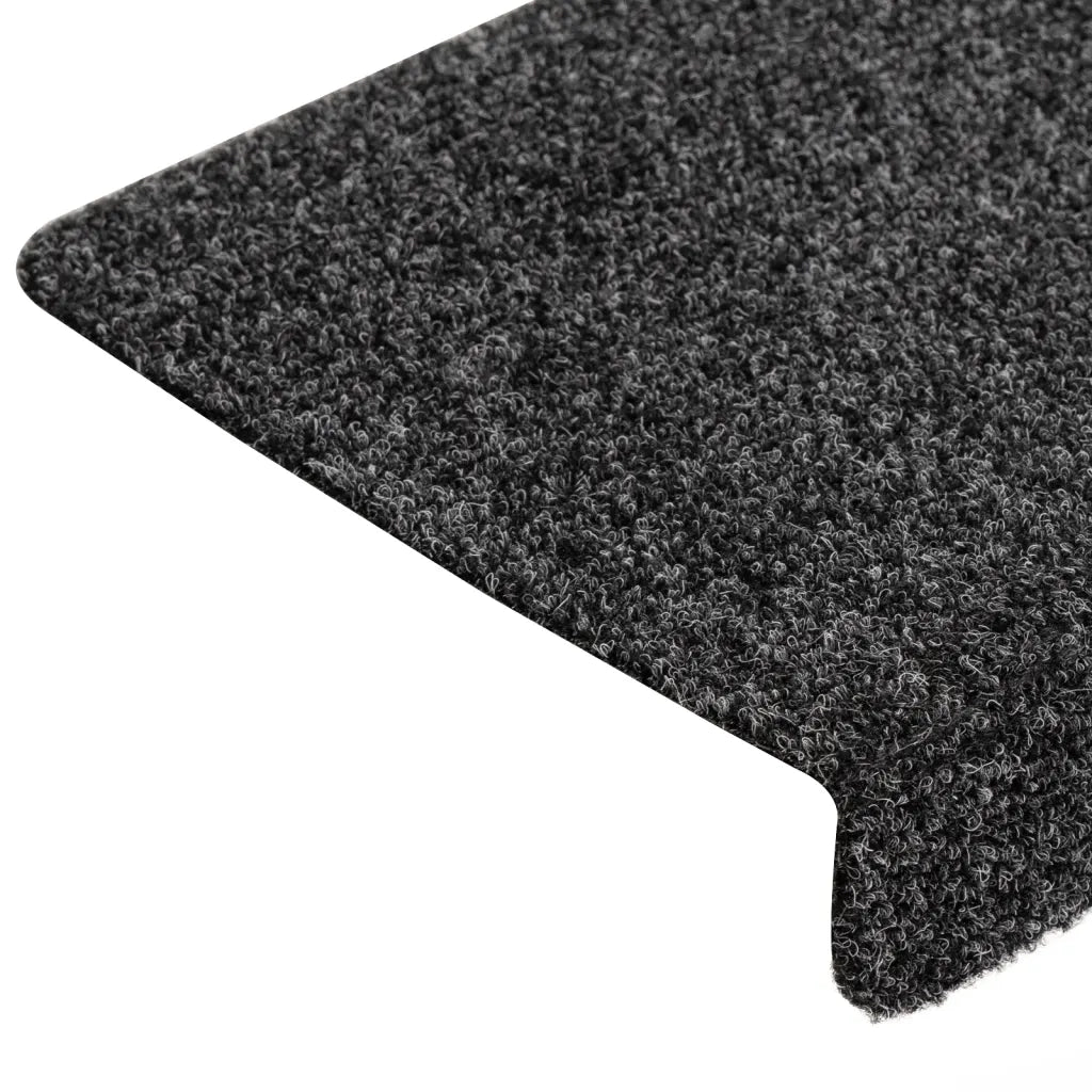 Tappetini per scale autoadesivi 15 pz 65x21x4 cm Grigio Scuro bordo rettangolare 134562
