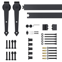 Kit per Porta Scorrevole Rustico con Binario 200 cm in Acciaio Nero