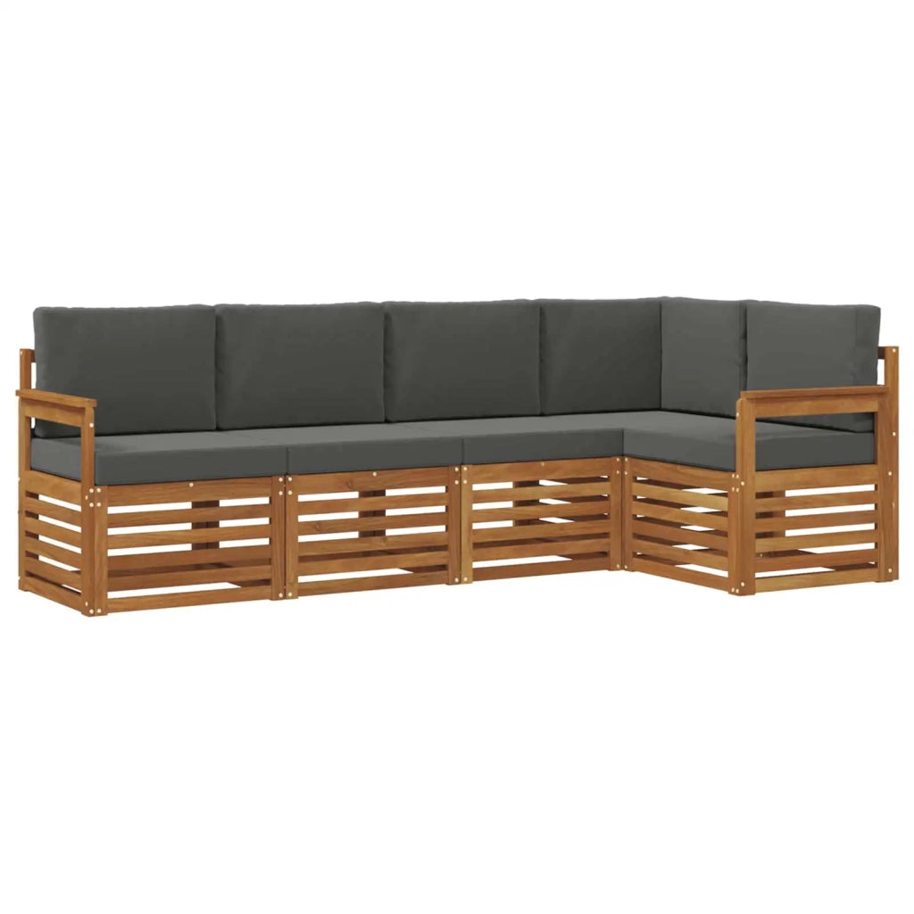 Set divano sezionale con cuscino 5 pcs Naturale e Antracite 3374797