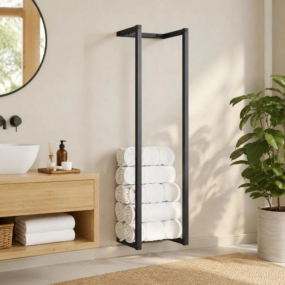 Towel Rack Black 25x20x95 Cm Iron