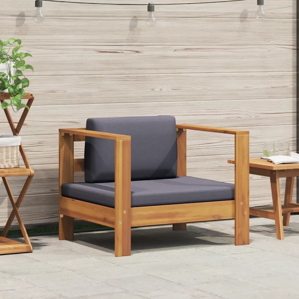 Sedia da Giardino con Cuscino Grigio Scuro in Legno di Acacia CFW3087939
