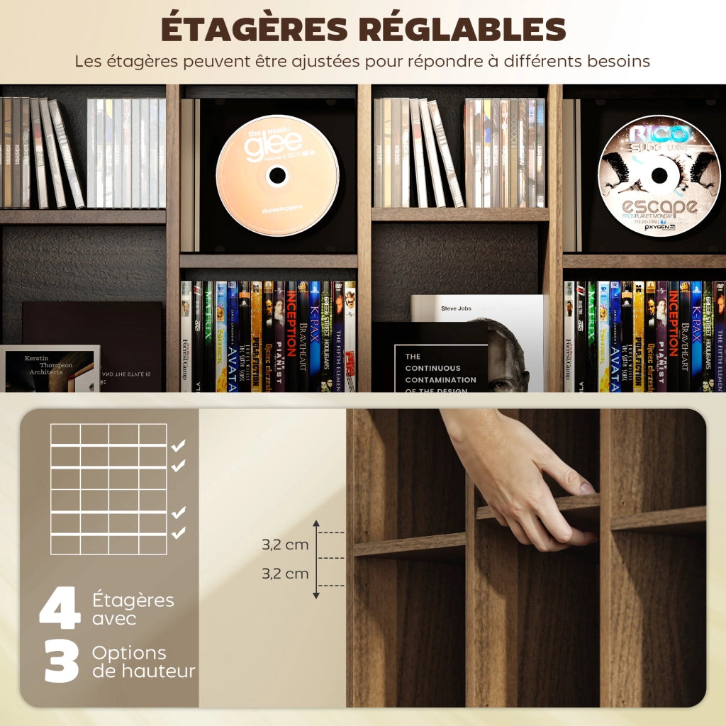 Libreria in legno con ripiani regolabili ¨C zephmum ¨C marrone 89x130.5cm