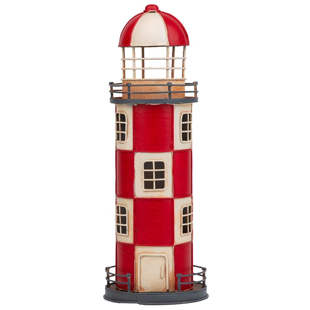 Faro salvadanaio in metallo rosso 12x12x31h